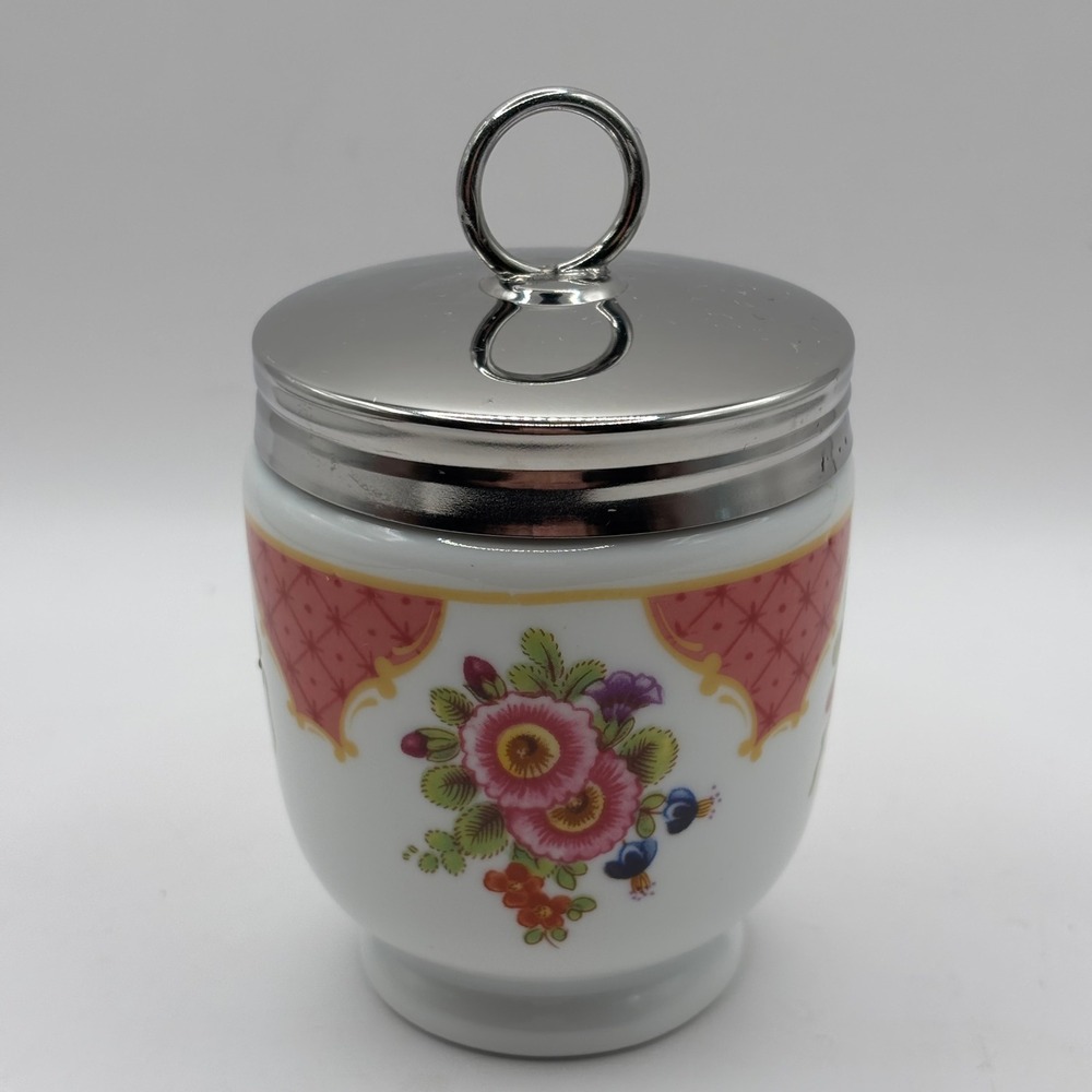 Vintage Royal Worcester Egg Coddler Porcelain Floral England Oven to Tableware